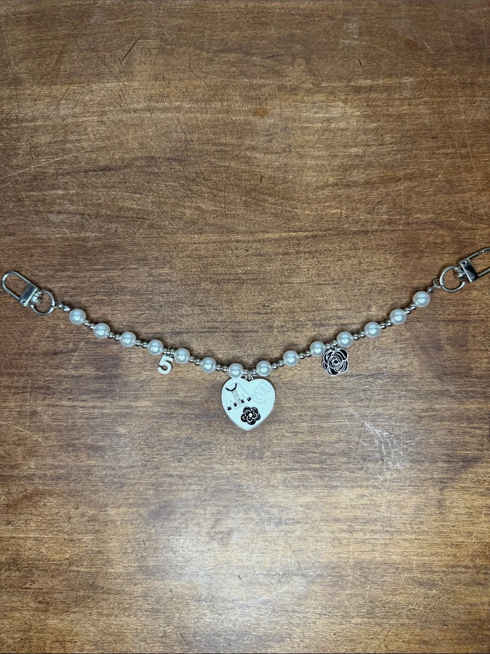 Silver Pearl Bag Charm Strap No. 5